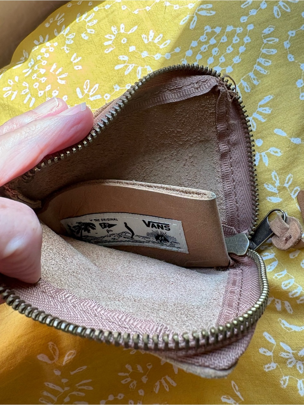 Vans Tan Leather Zip Wallet with Embossed Palm Design - Picture 3 of 5